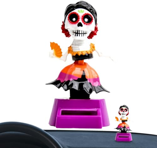 Zopoee Skull - Solar-Skull-Deko Wackelfiguren - Automatisches Auto-Dash-Skelett für Freunde Festliche Anlässe