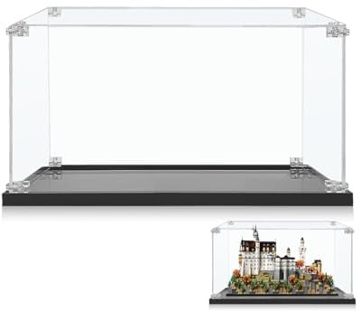 ICUANUTY Acryl-Vitrine für Lego Architecture Schloss Neuschwanstein 21063–Staubdichte Aufbewahrung, Größe: 50x25x33 cm (Nur Display Case, Keine für Lego-Modell inbegriffen)