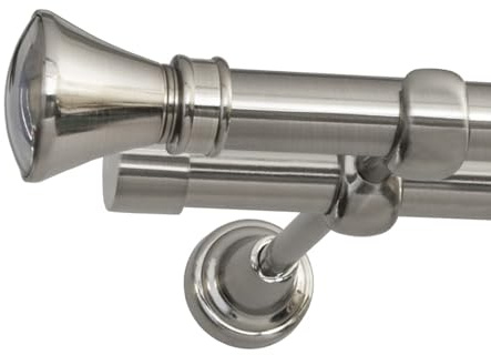 Print Cycero packaging Gardinenstange 320cm breit - 19 mm Durchmesser - 2-Läufig, Wandbefestigung - Vorhangstange für Ösenvorhänge, Fenster, schwere Vorhänge, Innenlaufstange - Colosseo