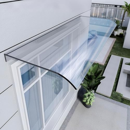 Vordach für Haustür Polycarbonat Überdachung - Türüberdachung Transparentes mit Regenschutz, Erweiterbares Canopy System für Terrasse und Eingangsbereich