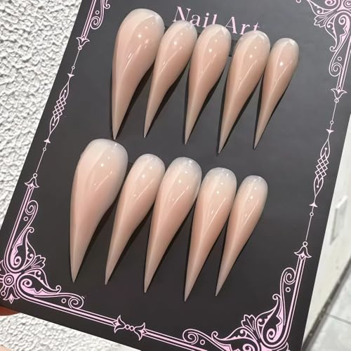 Press Claw on Nails Long Stiletto Hot Girls Pink Nude Halloween Punk Gothic Style Reusable Thick Acrylic Press on Nails Cat Dragon Eagle Claw False Nail with Designs Glossy Glue on Nail (XS)