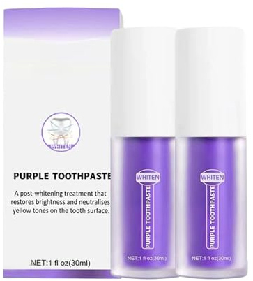 Purple Teeth Whitening Toothpaste,2PCS Lila Zahnpasta,Lila Aufhellende Zahnpasta,Whitening Zahnpasta,Zahnaufhellung Zahnpasta,Zahnfleckenentfernung Zahnfarbkorrektor für Weiße Zähne,