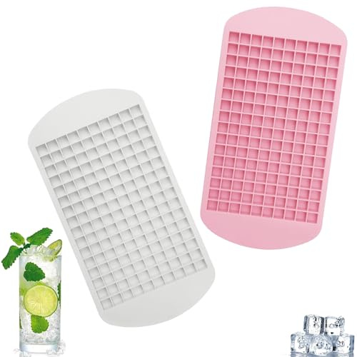 Mini Silicone Ice Cube Trays,2 PCS Small Ice Cube Trays with Easy Release Compact Ice Molds Stackable Mini Square Ice Cube Molds for Cocktails Coffee Juice Home Parties and the Kitchen