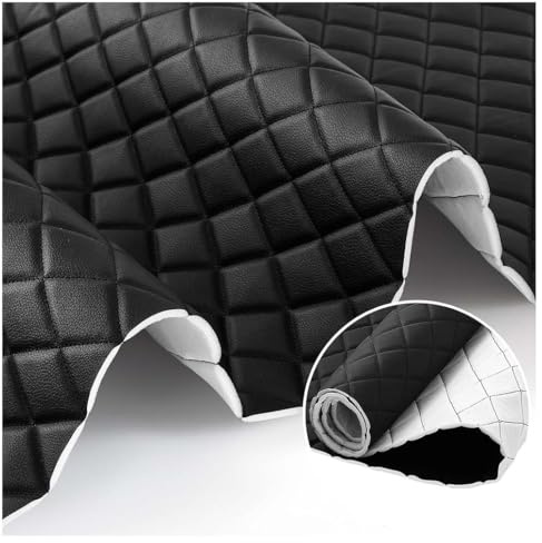 Gestepptes Leder Stoff Kunstleder Gesteppt Kaschiert 6mm Leder Polsterstoff Stoff Gesteppt Kaschiert Leder(Black,1.6X2m)