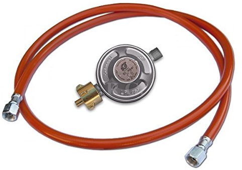 BirnePower Gasdruckregler 50 mbar & Gasschlauch 200 cm – Propan/Butan Druckminderer Set für Gasgrill, Heizstrahler, Gaskocher – Sicherheitsventil, 1/4 Linksgewinde, 3-11kg Flaschen