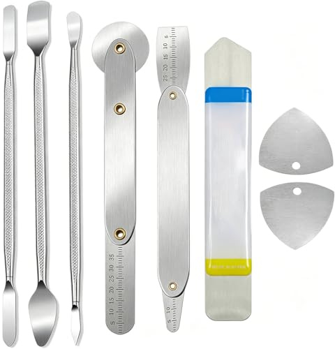 Juego de herramientas de reparación de teléfonos móviles, 8 piezas, kit de | Espátula de metal, bandeja triangular, palanca de rodillos, ventosa, destornillador, hoja de apertura flexible
