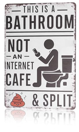 Cartel de metal vintage con texto en inglés This is a Bathroom Not an Internet Cafe, divertido cartel de aluminio para pared, decoración rústica para baño, hogar, oficina, dormitorio y casa de campo