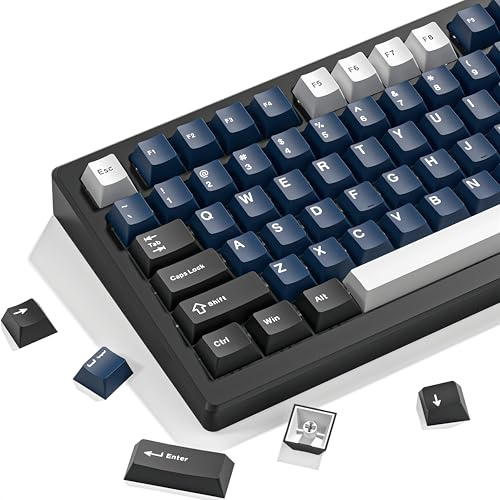 dagaladoo Set di keycaps Double Shot PBT, tasti per tastiera Cherry Profile | Tasti personalizzati full size 138 tasti Set per 60% 65% 75% 100% Cherry-MX switch tastiera meccanica (bianco/nero/blu)
