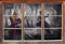 Stil.Zeit Kampf zwischen Samurai und Ninja B&W Detail Fenster im 3D-Look, Wand- oder Türaufkleber Format: 62x42cm, Wandsticker, Wandtattoo, Wanddekoration