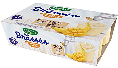Blédina - Brassés pour Bébé dès 10 Mois - Banane Mangue - Dès 10 Mois - Lot de 6x95g
