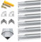 Profilé Aluminium LED - 6x1mètre Aluminium Profilé V-forme pour Bandes à LED , Compact Finition Professionnelle avec Transparent Laiteux Couvercle,Embouts,Clips de Montage en Métal,Embouts Jaunes