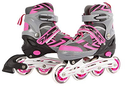Kids Globe Street Rider Inlineskates (Inliner) rosa/grau, verstellbar von Größe 29-32, abec7 Alurahmen – 720234