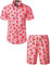 JOGAL Chemise hawaïenne, décontractée, à manches courtes, pour homme, motif floral, S