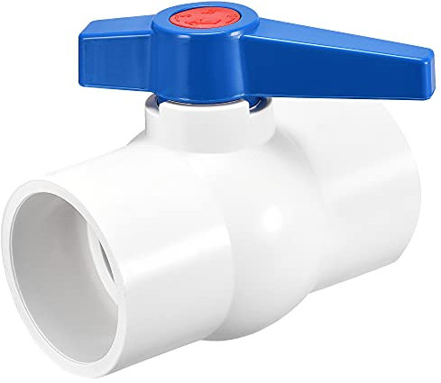sourcing map Ball Valve, 63mm ID PVC Socket End Shut off Valve for Aquarium Setup, Sump Pump, Pool, Garden Sprinkler White Blue