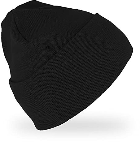 fiebig Kopli Beanie Sustainable | Umschlagmütze aus recyceltem Polyester & Acryl | Unisex One Size Strickmütze (Schwarz)