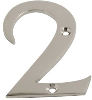 Chrome Door Numbers Screw On 3 Inch Number 2 Door Number Elegant and Bold Door Numerals Suitable for All Door Types Including Wooden uPVC and Composite.