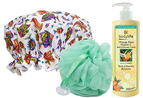 Bodylife Orange Glow Shower Creme With Shower Cap And Shower Scrunchie