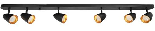 EDO Sechs-Spot Deckenleuchte OVO 6 Schwarz Gold Deckenlampe LED Black Gold IP20 GU10 6-flammige, Drehbar Spotleuchte GU10, Strahler, Deckenleuchte 230V, für Wohnzimmer, Goldring EDO777245