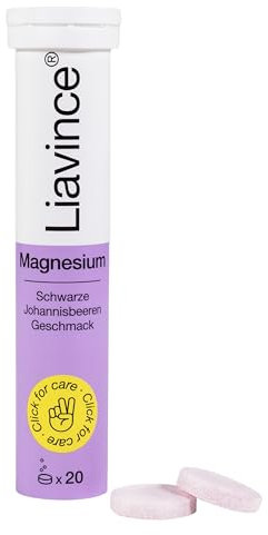 Liavince Magnesium Brausetabletten, Vorratspackung mit 240 Brausetabletten, Schwarzer Johannisbeeren-Geschmack, Unterstützung bei erhöhtem Magnesiumbedarf, Ohne Zuckerzusatz, Glutenfrei, Laktosefrei