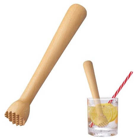 Presse-purée en Bois de Hêtre 25 cm - Ustensile de Cuisine Robuste pour Purée de Pommes de Terre, Choucroute et Aliments Fermentés - Design Ergonomique et Naturel