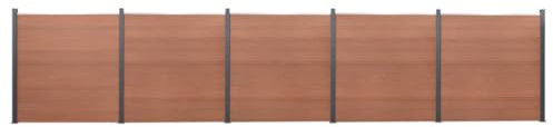 vidaXL Zaunelement Set, Rostfrei Gartenzaun Set mit 45 Zaunbrett 6 Pfosten, Sichtschutzzaun mit doppelseitigem Design, Zaun Komplettset, Braun 872x186cm WPC