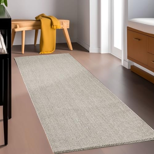 HomebyHome Wohnzimmerteppich Läufer Flur 80 x 250 cm Langlebig Robuster Teppich Cut-Loop Braun - Küchenläufer Schlingenteppich Bettvorleger Schlafzimmer Dekorativer Teppich Meliert Schlingenflor