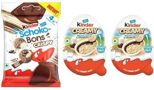 Kinder Probierpaket mit Crispy Schoko Bons Klein 30g + 2 Kinder Creamy 2x19g