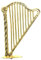 Miniatur-Harfenmodell 1:12 – Goldene Kunststoffpuppenhaus-Musikinstrument-Dekoration, Simulations-Harfe Ornament für Musikbegeisterte und Kinder