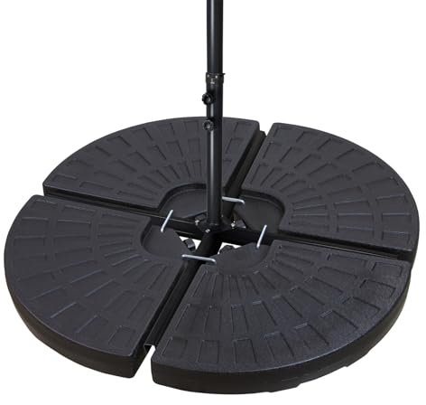 BB Sport Lestage pour parasols Dalles de Parasol pour Parasol déporté - Pied en Croix Noir 52 litres / 85 kg - Peut être rempli d'eau ou de Sable