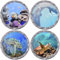 Dokeno Vinilo Decorativo 3D Mundo Submarino, 4 Piezas Adhesivos De Pared 3D Diseño de Ojo de Buey, 3D Vida Marina Pegatinas de Pared para La DecoracióN Del Inodoro Del Refrigerador De La Lavadora