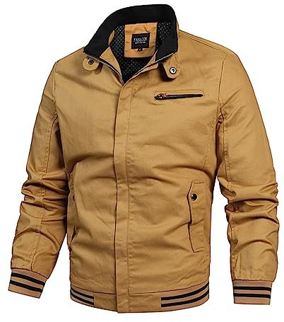 Vestes en Coton léger pour Hommes Printemps et Automne vêtements d'extérieur décontractés avec Poches Blouson Cuir Homme Vintage
