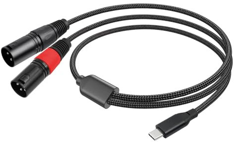 Hsupez USB C auf Dual XLR Mikrofonkabel, 2M/6.56FT, Typ C Stecker auf XLR Stecker Stereo Verstärker Kabel, Audio Stecker Kabel Kompatibel mit PC Telefon Tablet Power Amplifier Audio Kabel