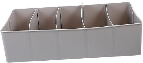 DIYEAH Caja Organizadora De Dinero y Monedas 5 Compartimentos Gris, Bandeja Para Cajón Multifuncional, Almacenamiento Para Billetes y Documentos, Uso Escritorio y Hogar