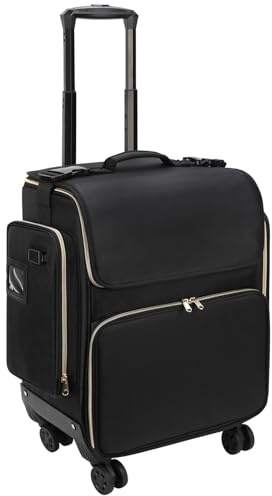 Kosmetikkoffer Trolley mit 360° Drehbaren Rädern, Friseurkoffer mit Abnehmbarer Tasche, Wärmeisolierung Kosmetik Trolley für Friseur, Groß Beauty Case Schminkkoffer Beautycase (Trolley, Schwarz)