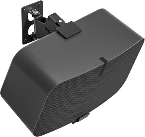 notiela Heavy Duty Speaker Wall Bracket for Sonos Five & Sonos Play 5 Wall Mount with Tilt & Swivel Adjustment for Sonos Play 5, Sonos Five Wall Mount Bracket, Single Black