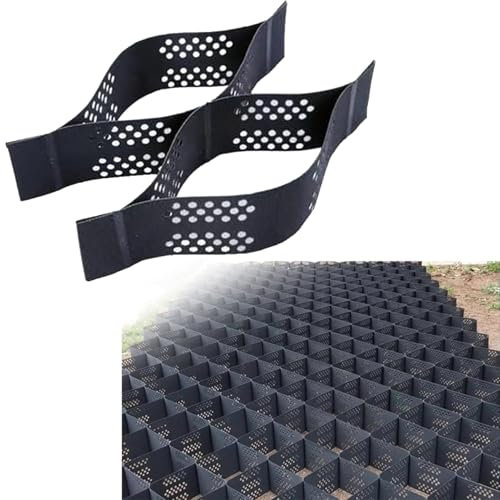 Rasengitter Kunststoff Kies-Bodengitter zur Wegstabilisierung, 5 cm Dickes Kiesgitter für Auffahrten, Kunststoff-Geozellen-Wabengitter für Die Landschaftsgestaltung von Rasen- und Gartenwegen(6x8M/19.