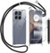 TTSWJBD Coque pour Motorola Edge 60 Fusion avec Verre Trempé Protection écran Cordon de Collier Réglable Chaîne Antichoc Transparente Silicone Lanyard Case, Housse Étui de Protection - Noir