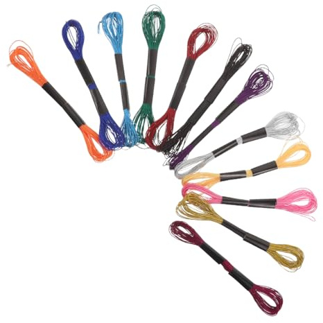 Anneome 12 Pezzi Filo da Ricamo Metallico Multicolore Filo Dorato Tessile per Braccialetti Ricamo Mano Punto Croce e Progetti Creativi