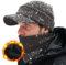 Comhats Winter-Set mit Wollgestrickter Schirmmütze und Fleece-Schal/Halswärmer für Herren und Damen - Warme gestrickte Schirmmütze 69311_Grau L