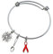 Multiple Sclerosis MS Awareness Bracelet. Stainless Steel Expandable With Orange Ribbon, Spoon And Snowflake Charm
