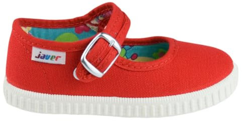 javer 62 - Mercedita Hebilla niños loneta. Calzado de Lona cómodo para niños. Niñas Color: Rojo Talla: 24