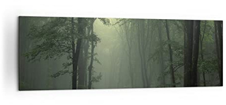ARTTOR Bilder auf Leinwand 160x50cm Wandbild Wald Natur - 3543 | Nebel Baum Panorama Groß XXL Wanddekoration Wohnzimmer Schlafzimmer Wanddeko Wand Kunstdruck Wandkunst Wall Decor ARTTOR