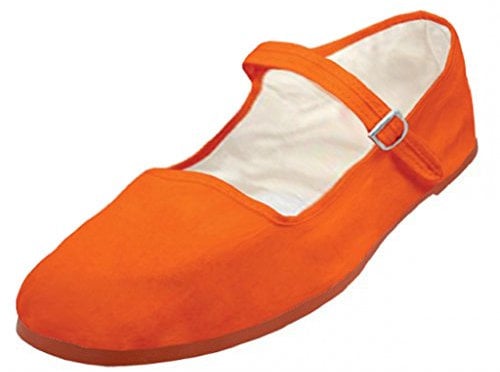 Shoes8teen Women's Flats,Mary Jane,Ballet, 114 Orange, 9 UK