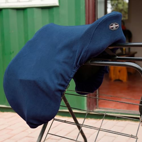 Harrison Howard Lightweight Dust Prevention Machine Washable Fleece Saddle Cover for Dressage-Blue