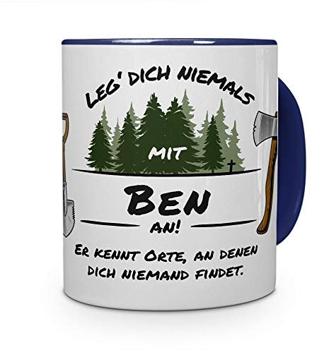 printplanet Tasse - Leg Dich Nicht mit Ben an - Namenstasse, Kaffeebecher, Mug, Becher, Kaffeetasse - Farbe Blau