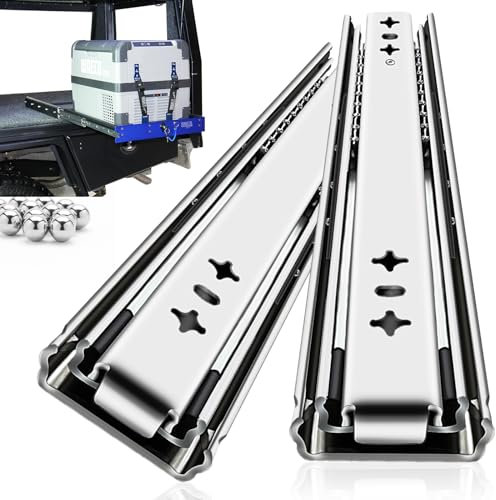 Schwerlastauszug 2 Stück (1 Paar) Schubladenschienen Vollauszug H:53 / L:400mm Schubladenauszug Schienen für Schubladen Schublade Schienensystem Rollenauszug Schwerlast Tragkraft 120 kg