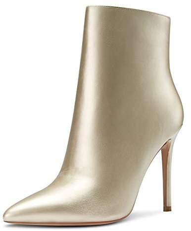 Castamere Stivali Donna Cerniera Polacchine Tacco a Spillo 10CM Oro Pu Scarpe EU 43.5