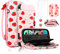 FANPL Pochette coque pour Nintendo Switch, joli ensemble d'accessoires pour Switch avec étui de voyage rigide, coque en TPU souple, sangle réglable, protection d'écran, Joystick (fraise rose)