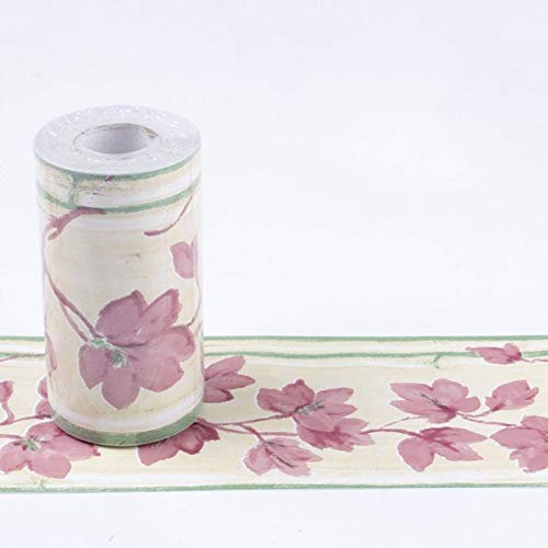 Dostear BordüRe Selbstklebend Kinderzimmer Tapeten Wohnzimmer Wanddeko Badezimmer 3d Fliesenaufkleber Wandleisten Kleine rosa Blume 10 X 1000CM