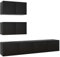 vidaXL TV Schrank Set 4-TLG. Wohnwand Schrankwand Anbauwand Hängeschrank TV Möbel Wandschrank HiFi-Schrank Lowboard Fernsehschrank Schwarz Holzwerkstoff